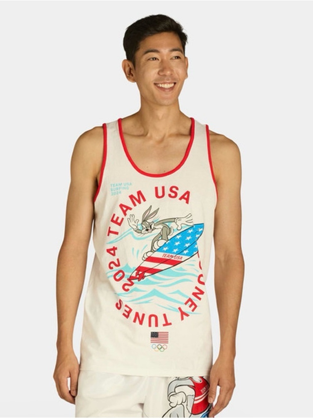 Looney Tunes Team USA Olympics Surfing Bug Bunny Tank, Men’s size Small